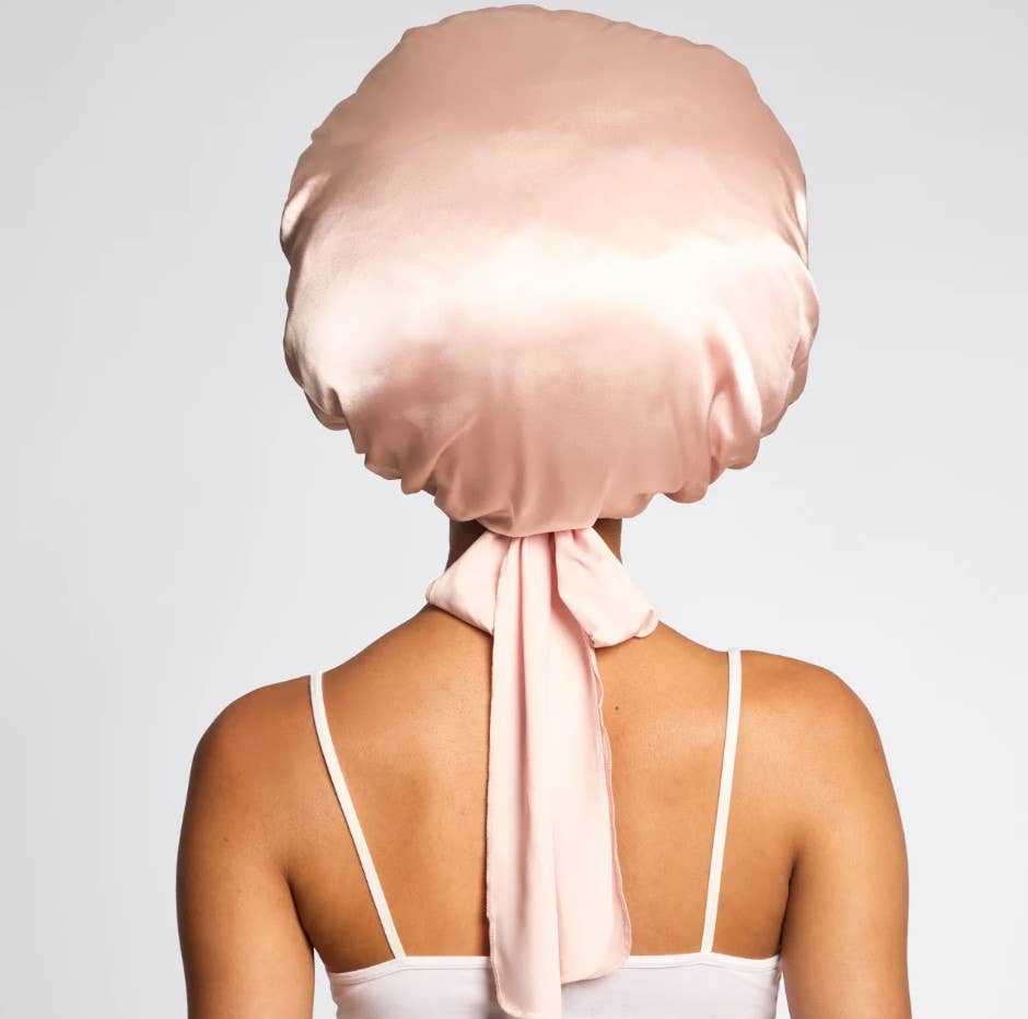 Adjustable Oversized Satin Bonnet - Blush - MainStreet Clothing Co.