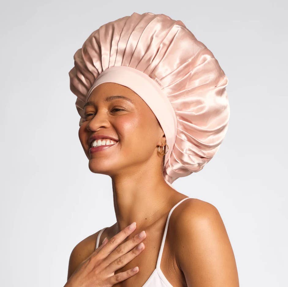 Adjustable Oversized Satin Bonnet - Blush - MainStreet Clothing Co.