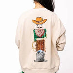 Beige Cowboy Nutcracker Sweatshirt | Queen of Sparkles - MainStreet Clothing Co.