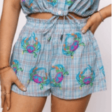 Blue Plaid Multi Crab Tie Shorts - MainStreet Clothing Co.