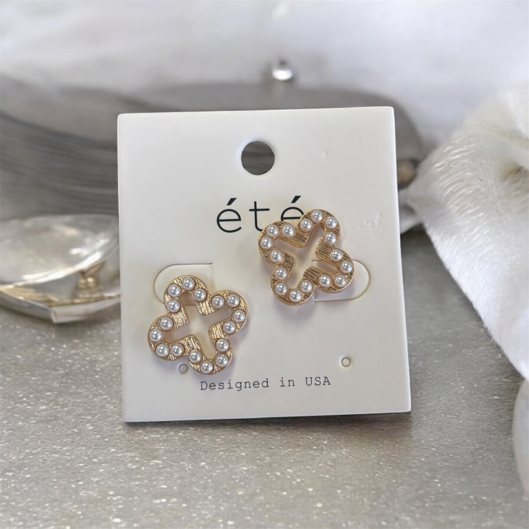 Clover Pearl Studs - MainStreet Clothing Co.
