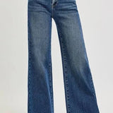 High Rise Wide - Front Yoke Detailed Jeans - MainStreet Clothing Co.