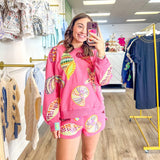 Pink Multi Shell Sweatshirt | Queen of Sparkles - MainStreet Clothing Co.