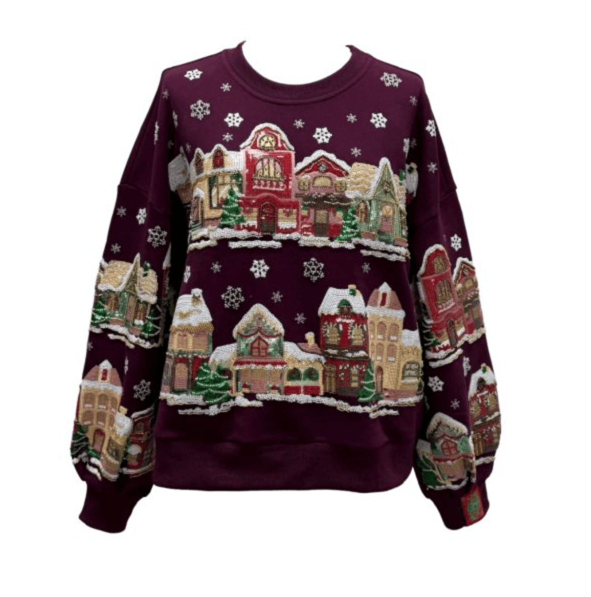 Plum Snowy Christmas Village Sweatshirt - MainStreet Clothing Co.