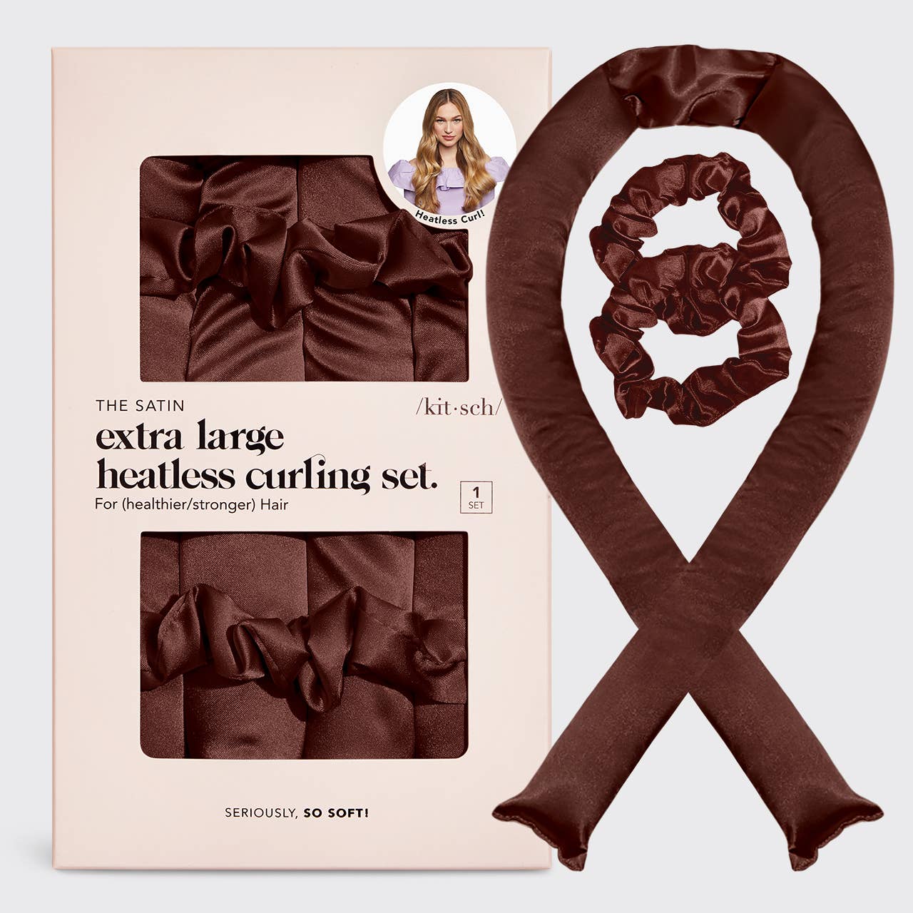 XL Satin Heatless Curling Set - Chocolate - MainStreet Clothing Co.