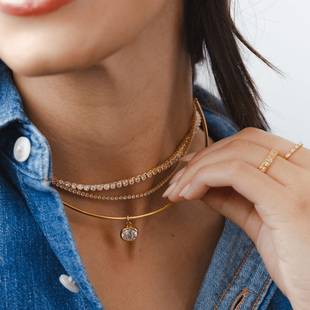 18K Gold Diamond Tennis Necklace - Grayce's Boutique