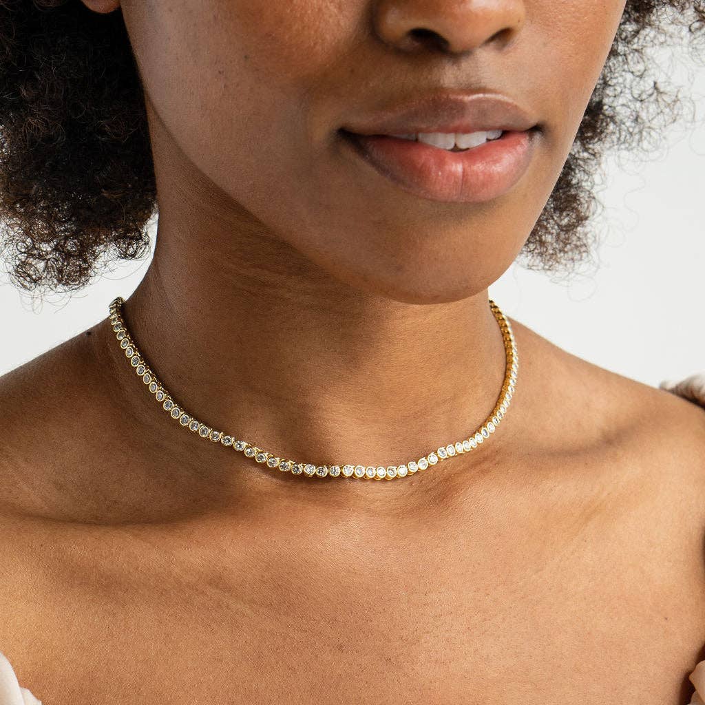 18K Gold Diamond Tennis Necklace - Grayce's Boutique