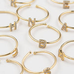 18K Gold Shiny Adjustable Initial Ring - Set of 16 - Grayce's Boutique