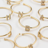 18K Gold Shiny Adjustable Initial Ring - Set of 16 - Grayce's Boutique