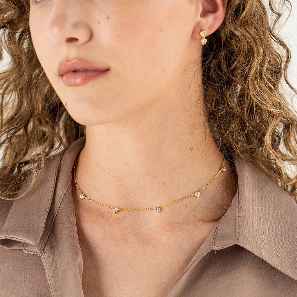 18K Gold Triangle Drop Necklace - Grayce's Boutique