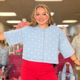 Washed Denim Polka Dot Top