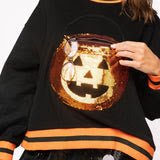 Black Halloween Pumpkin Candy Bucket Sweatshirt | Queen Of Sparkles - MainStreet Clothing Co.