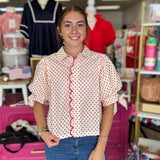 Vintage Red Polka Dot Top