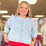 Washed Denim Polka Dot Top