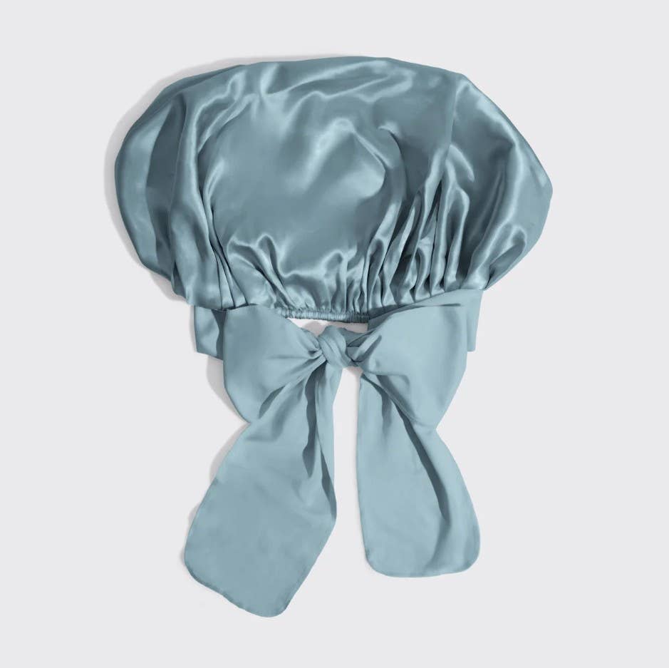 Adjustable Oversized Satin Bonnet - Haze Blue - MainStreet Clothing Co.