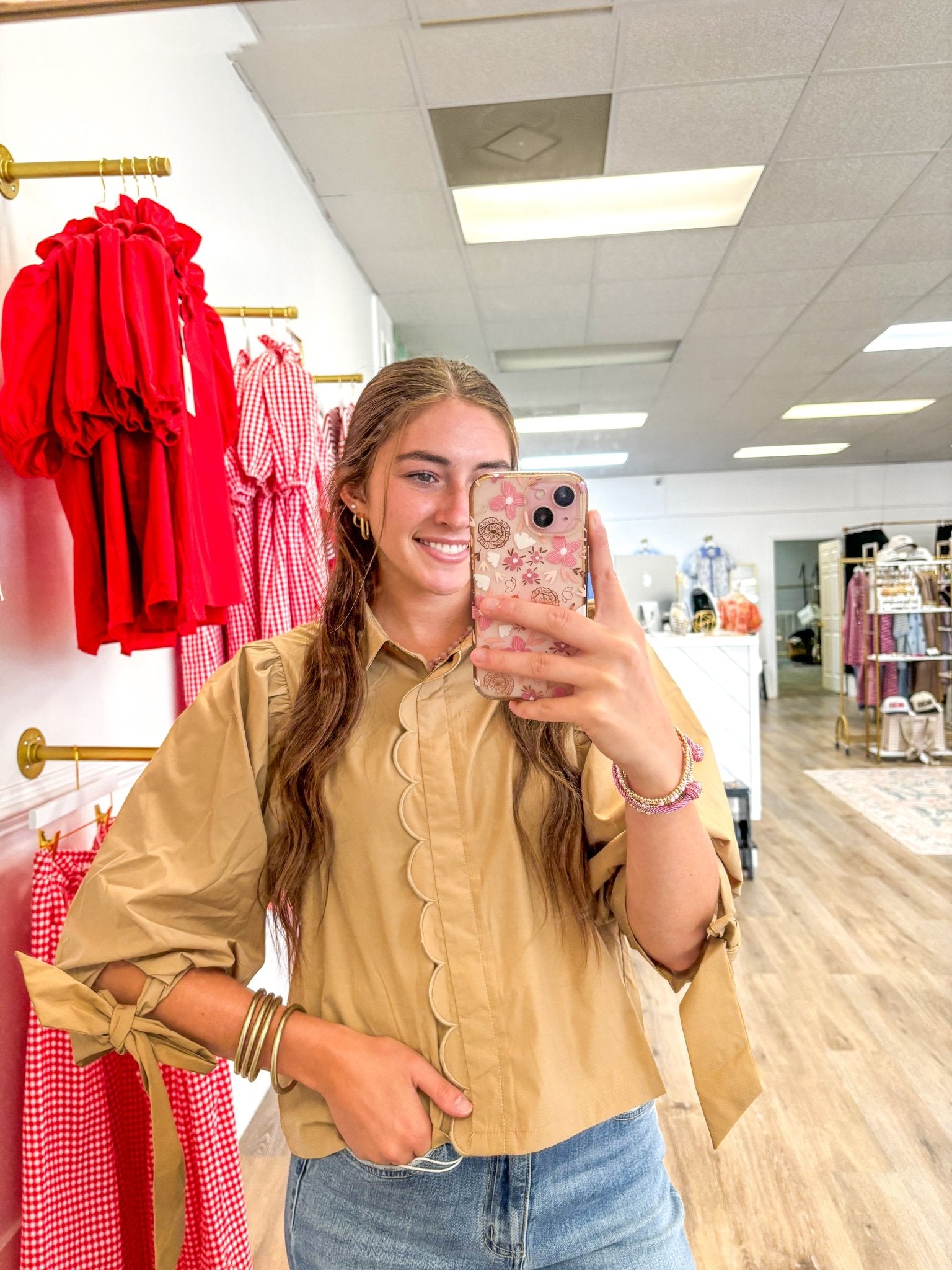 All I Want Brown Scalloped Top - Grayce's Boutique
