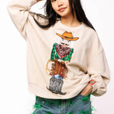 Beige Cowboy Nutcracker Sweatshirt | Queen of Sparkles - MainStreet Clothing Co.
