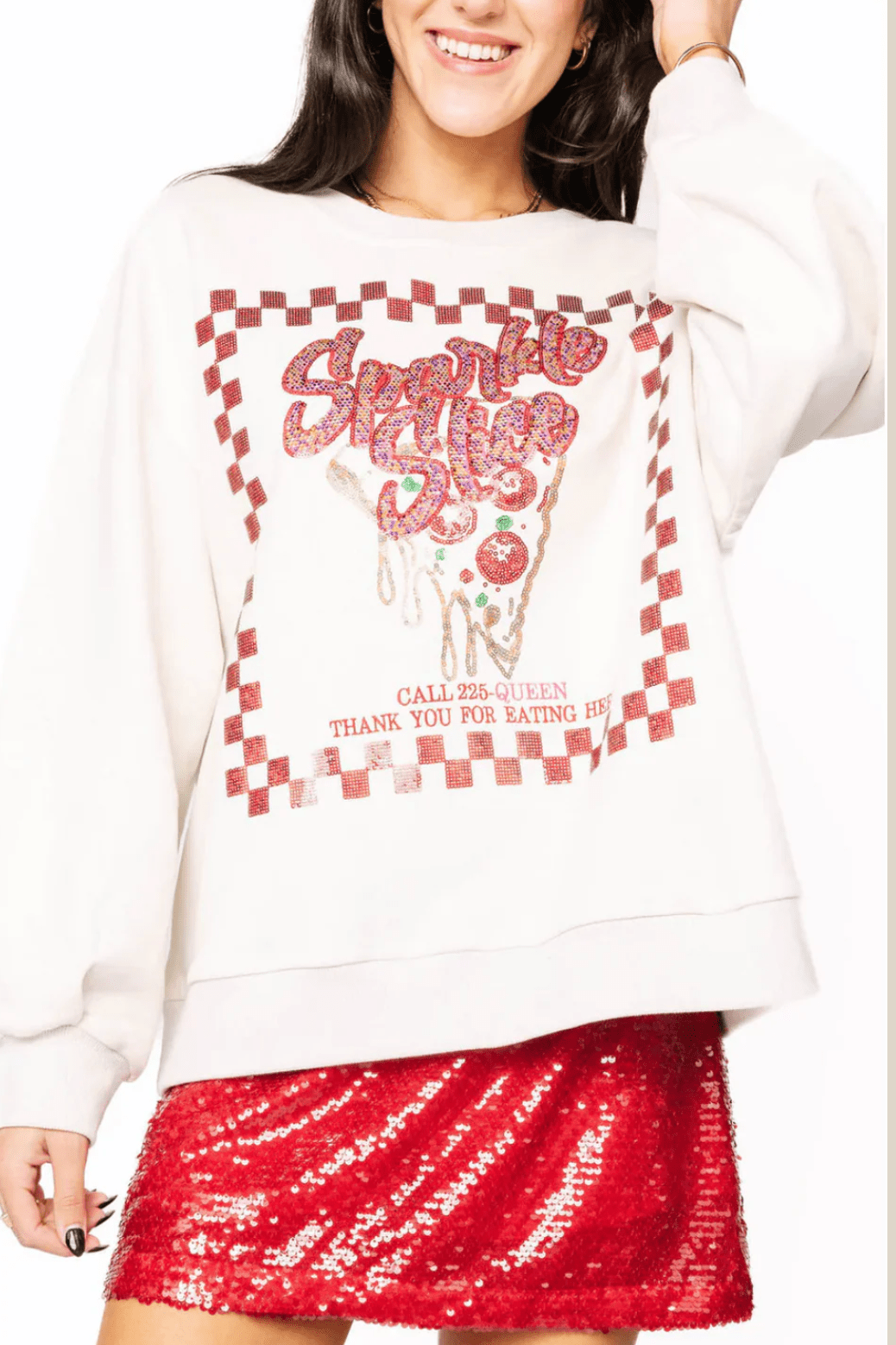 Beige & Red Sparkle Slice Sweatshirt - MainStreet Clothing Co.