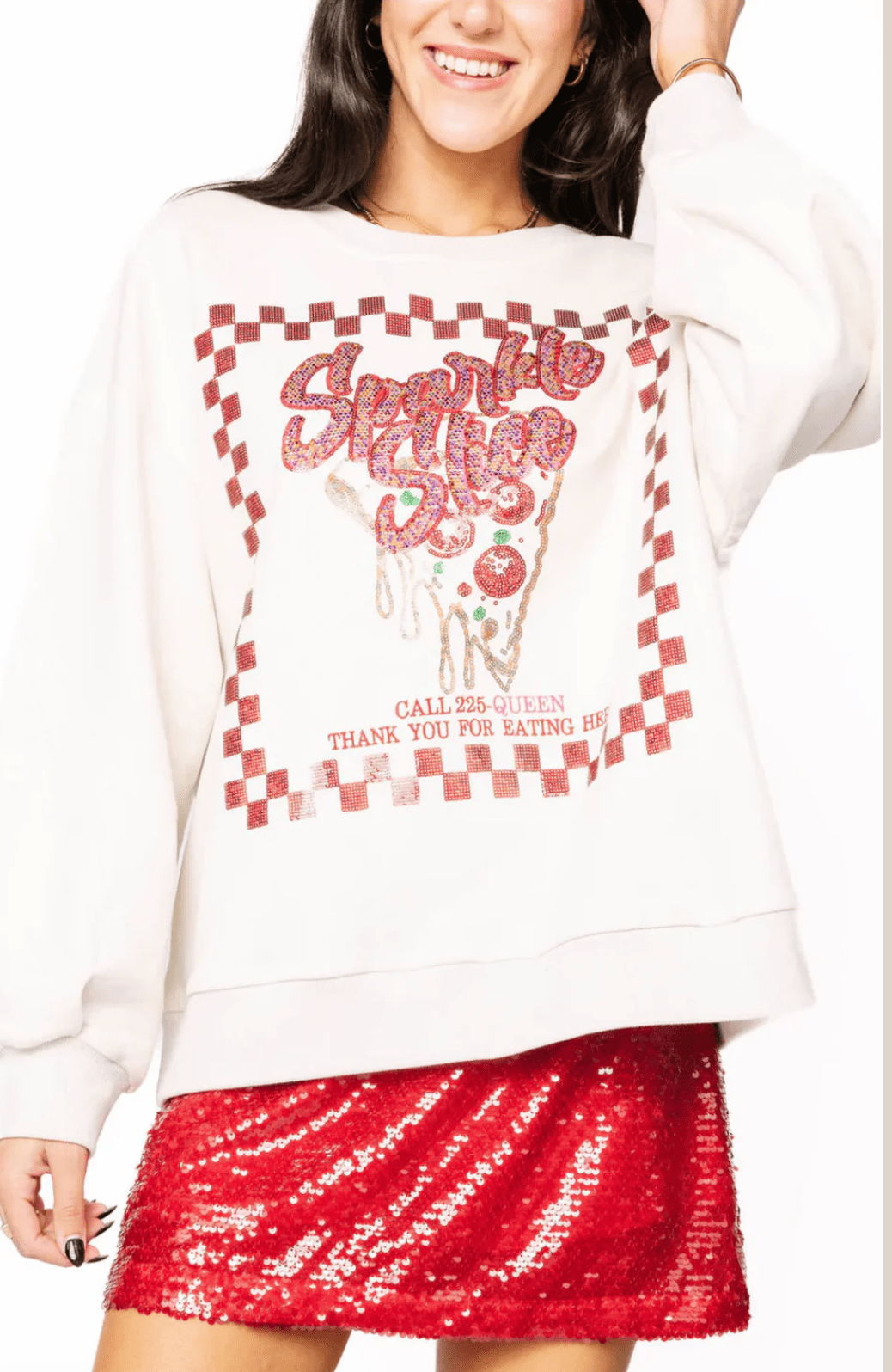 Beige & Red Sparkle Slice Sweatshirt - MainStreet Clothing Co.
