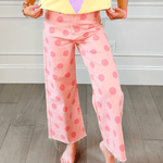 Big Polka Dot Stretchy Blush Denim | Poppy & Pine - Grayce's Boutique