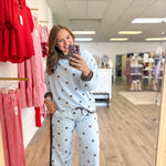 Blue & Brown Polka Dot Top - Grayce's Boutique