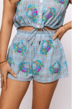 Blue Plaid Multi Crab Tie Shorts - MainStreet Clothing Co.