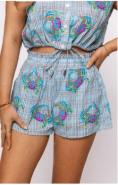 Blue Plaid Multi Crab Tie Shorts - MainStreet Clothing Co.
