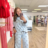 Blue Polka Dot Sweatpant - Grayce's Boutique