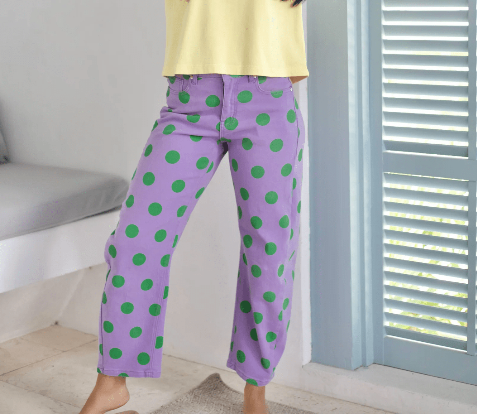 Bold Purple Polka Dot Barrel Pants - Poppy & Pine - Grayce's Boutique