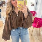 Brown Bomber Jacket - Grayce's Boutique