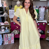 Butter Yellow Eyelet Midi - Grayce's Boutique