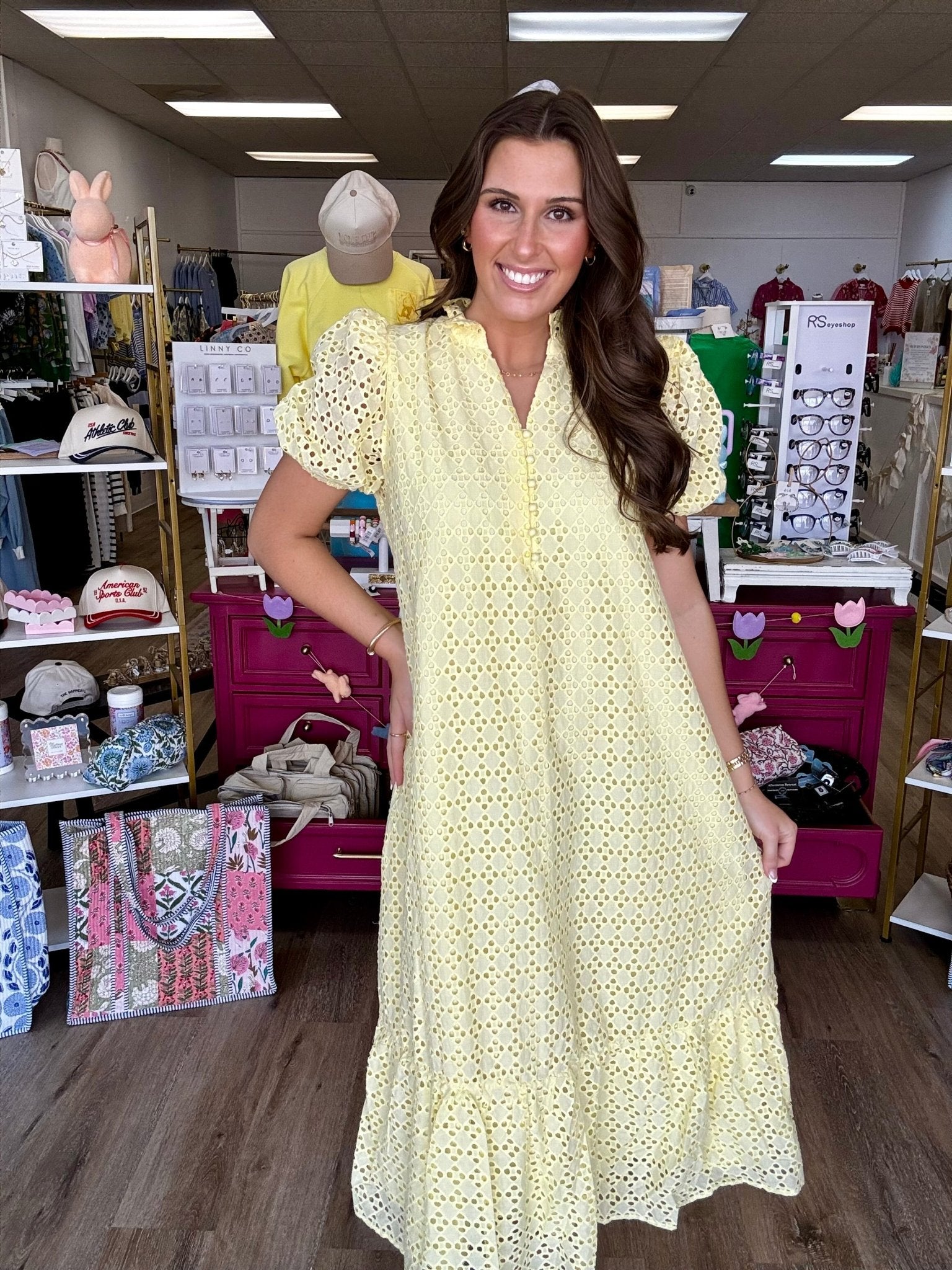 Butter Yellow Eyelet Midi