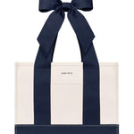 Canvas Oxford Navy Bow Tote | CaseMate - Grayce's Boutique