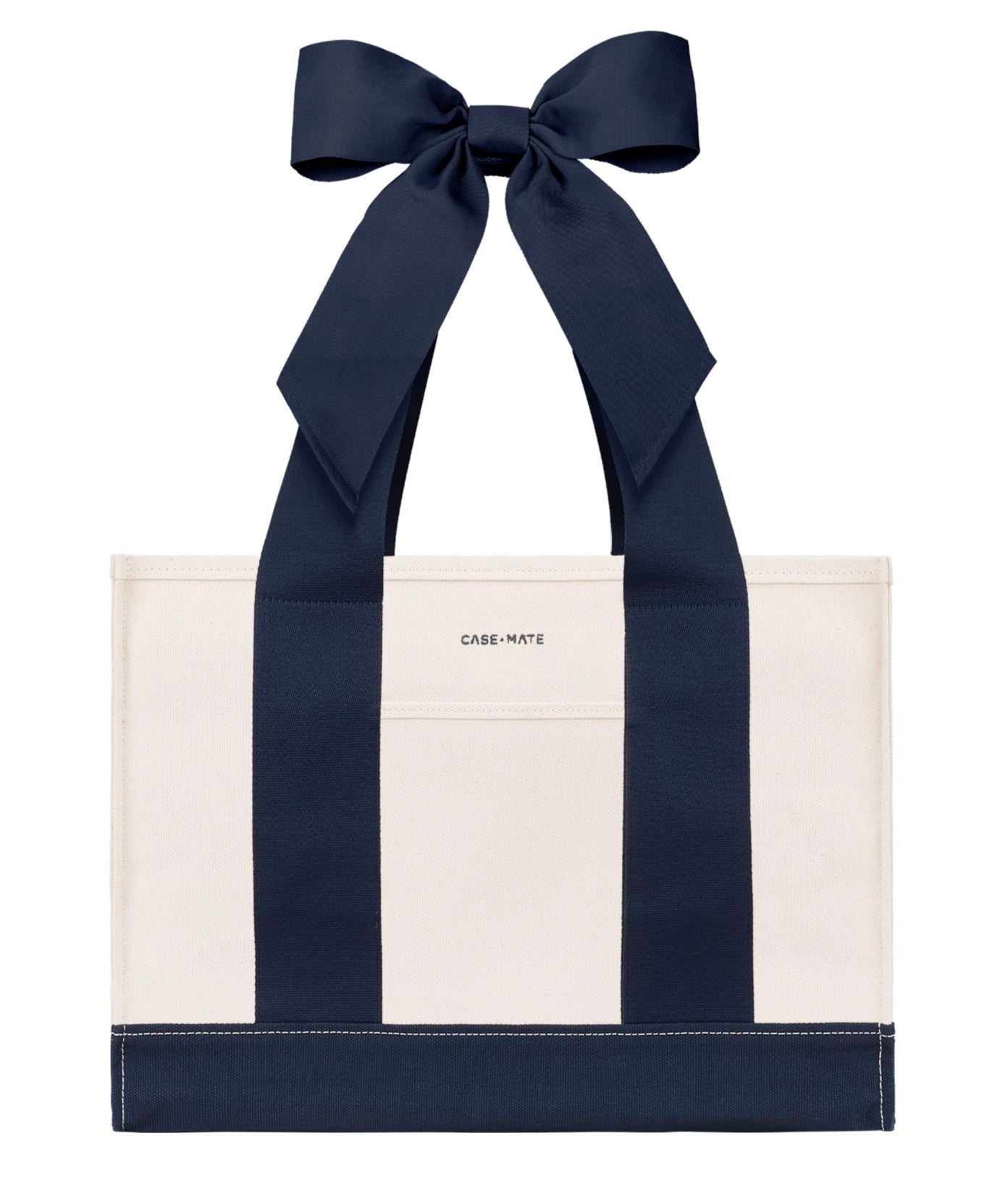 Canvas Oxford Navy Bow Tote | CaseMate - Grayce's Boutique