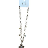a cross charm necklace.