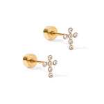 Clara Cross Pearl Screwback Stud Earrings | LINNY CO - Grayce's Boutique