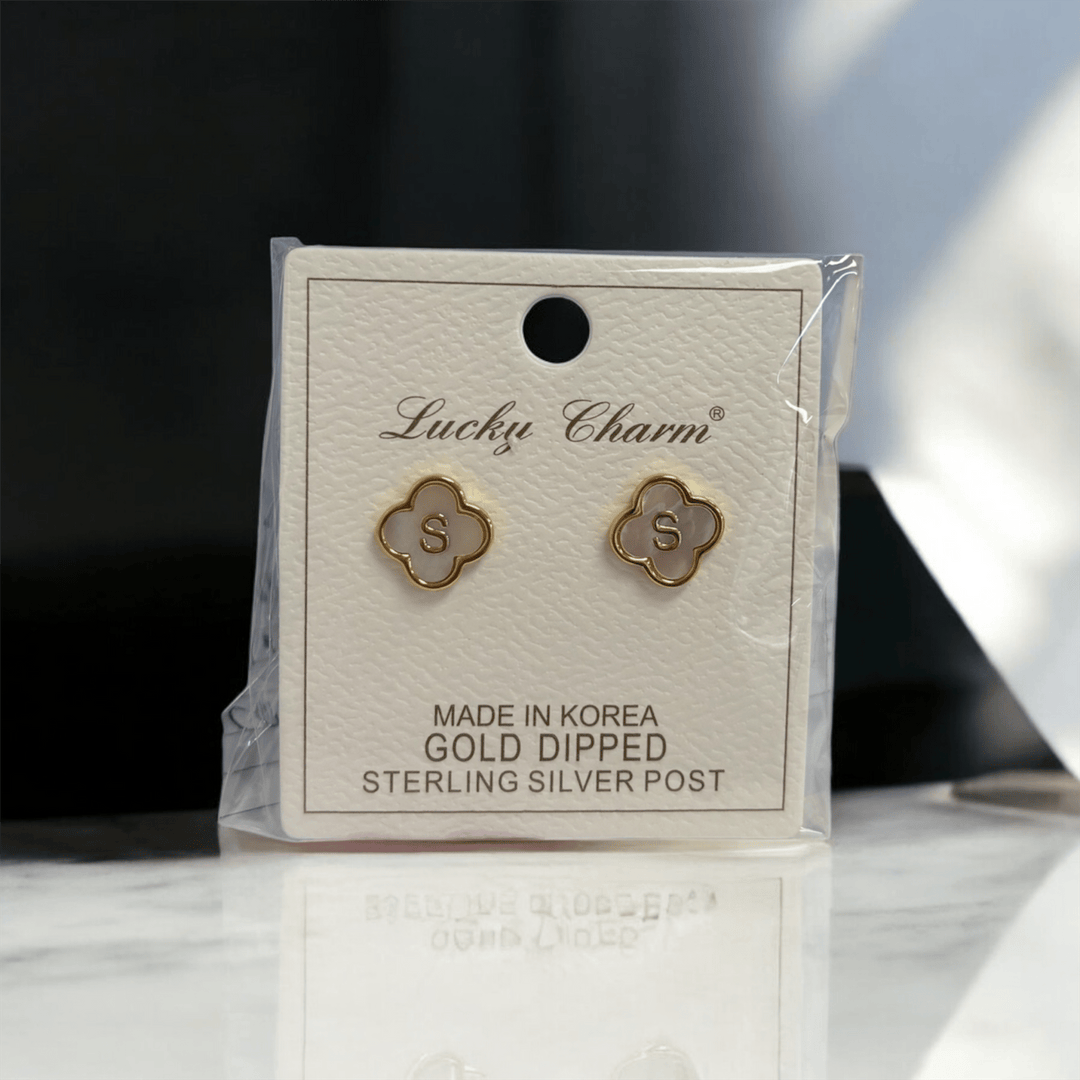 Clover Initial Earrings - MainStreet Clothing Co.