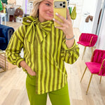 Confident & Chic Lime Bow Top - Grayce's Boutique