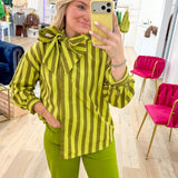 Confident & Chic Lime Bow Top - Grayce's Boutique
