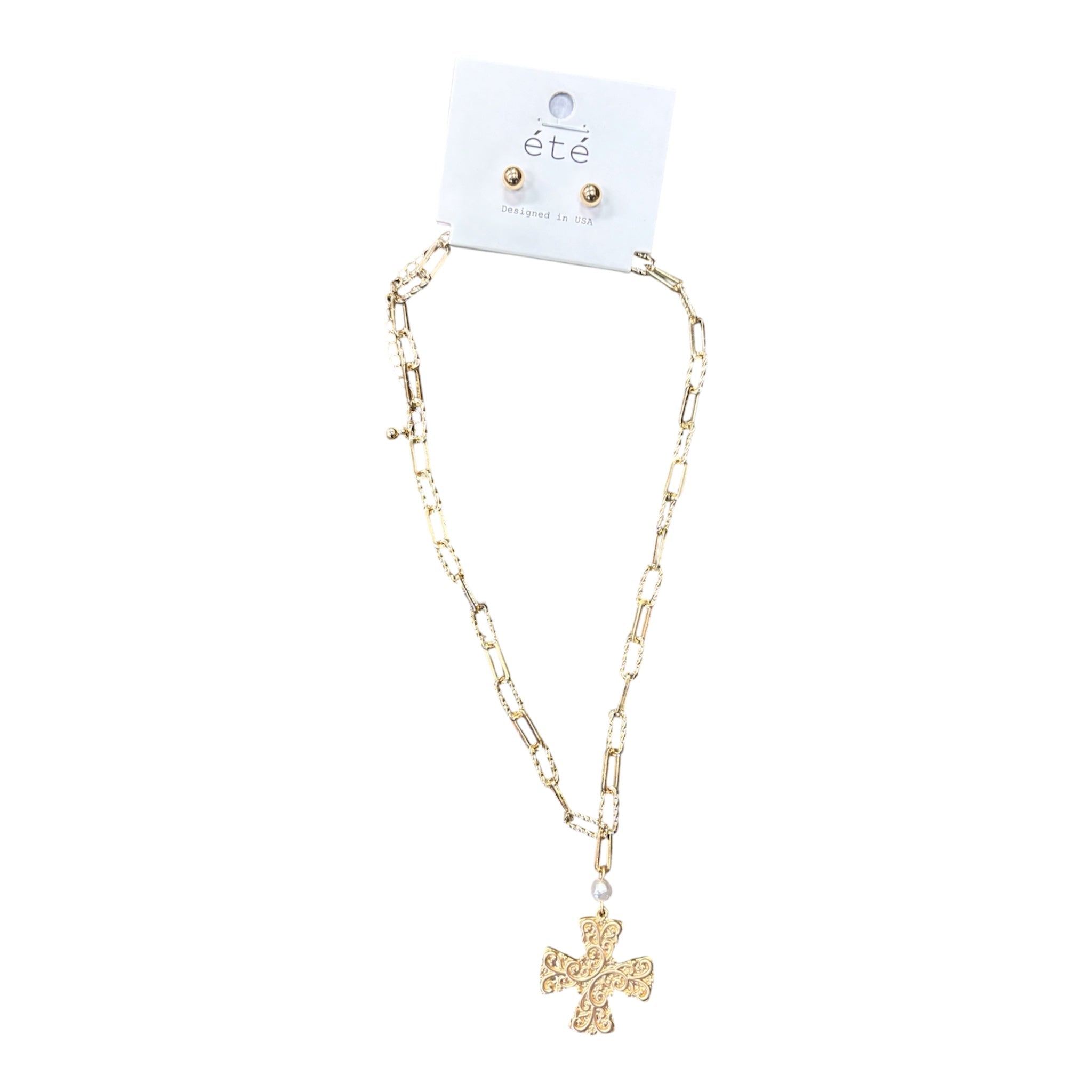 Cross Pearl Necklace Set - Grayce's Boutique