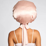 Adjustable Oversized Satin Bonnet- Blush