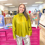 Easy Start Lime Blouse - Grayce's Boutique