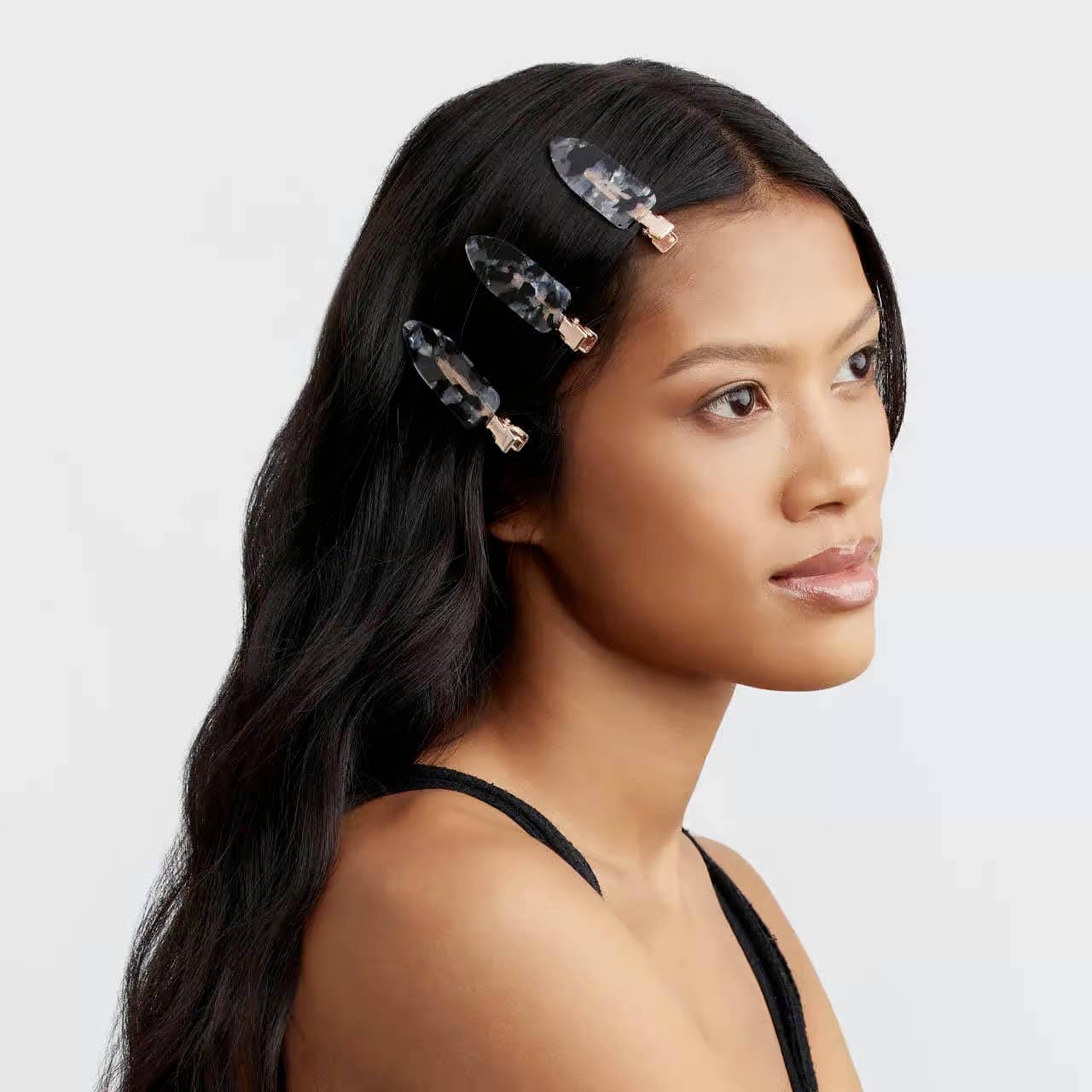 Eco-Friendly Creaseless Clips 4pc Set - Black Terrazzo - Grayce's Boutique