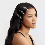 Eco-Friendly Creaseless Clips 4pc Set - Black Terrazzo - Grayce's Boutique