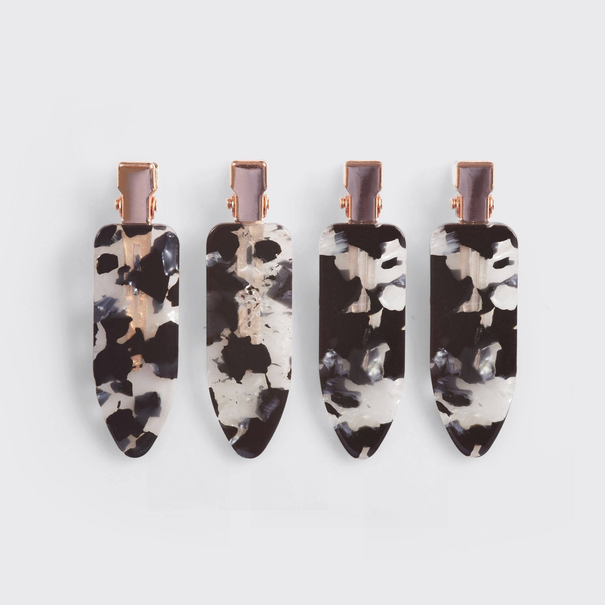Eco-Friendly Creaseless Clips 4pc Set - Black Terrazzo - Grayce's Boutique
