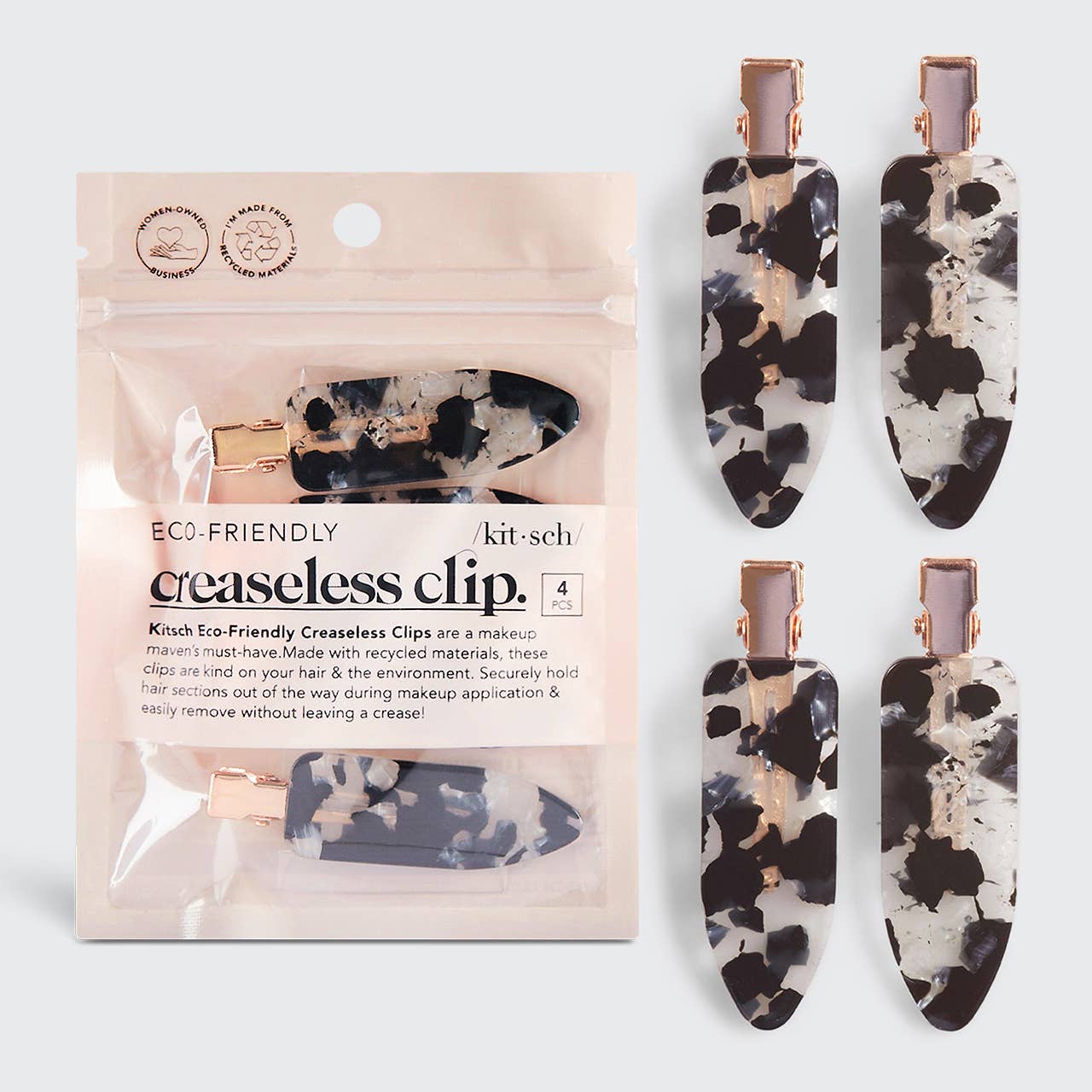 Eco-Friendly Creaseless Clips 4pc Set - Black Terrazzo - Grayce's Boutique