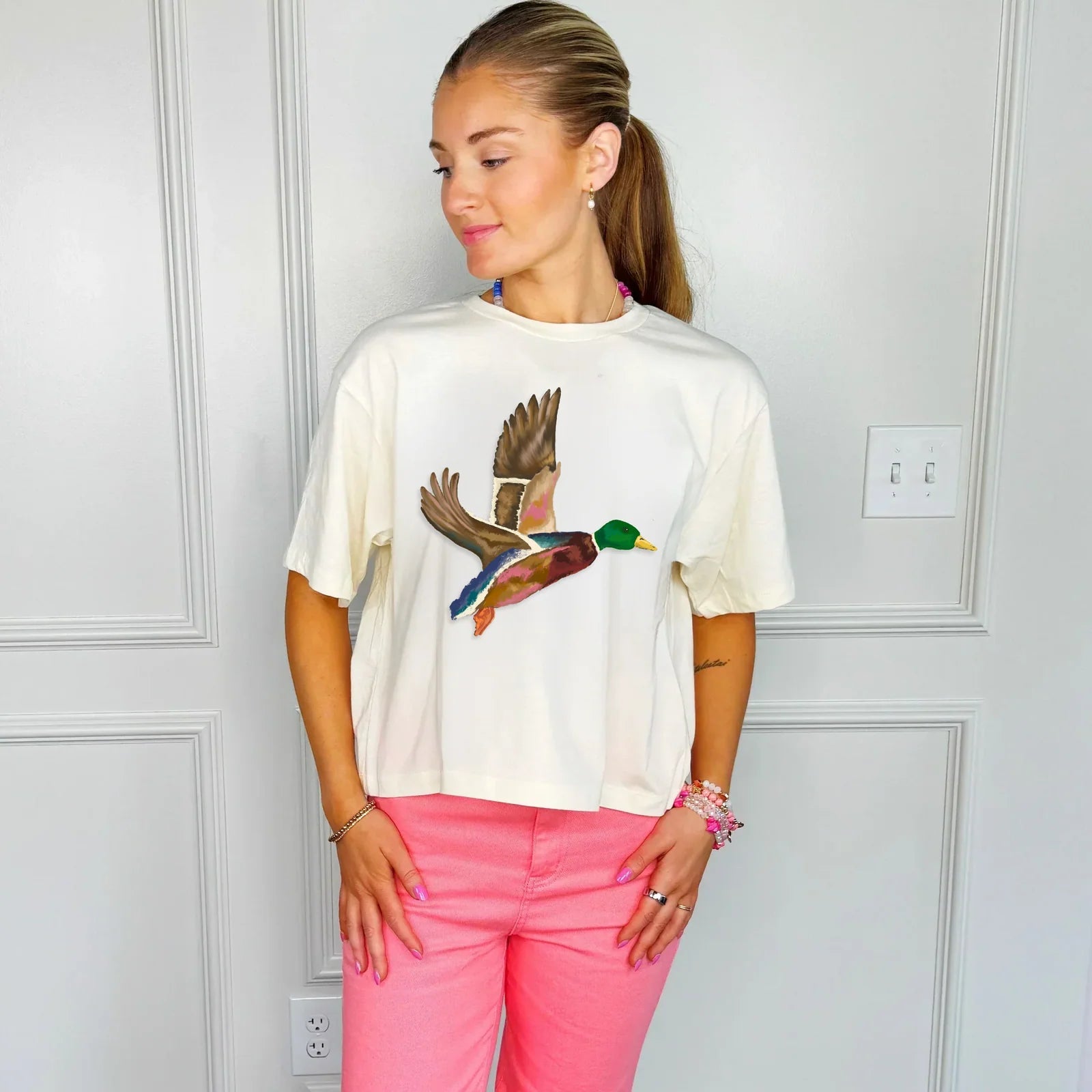 Flying Mallard Cropped Tee | Poppy & Pine - Grayce's Boutique