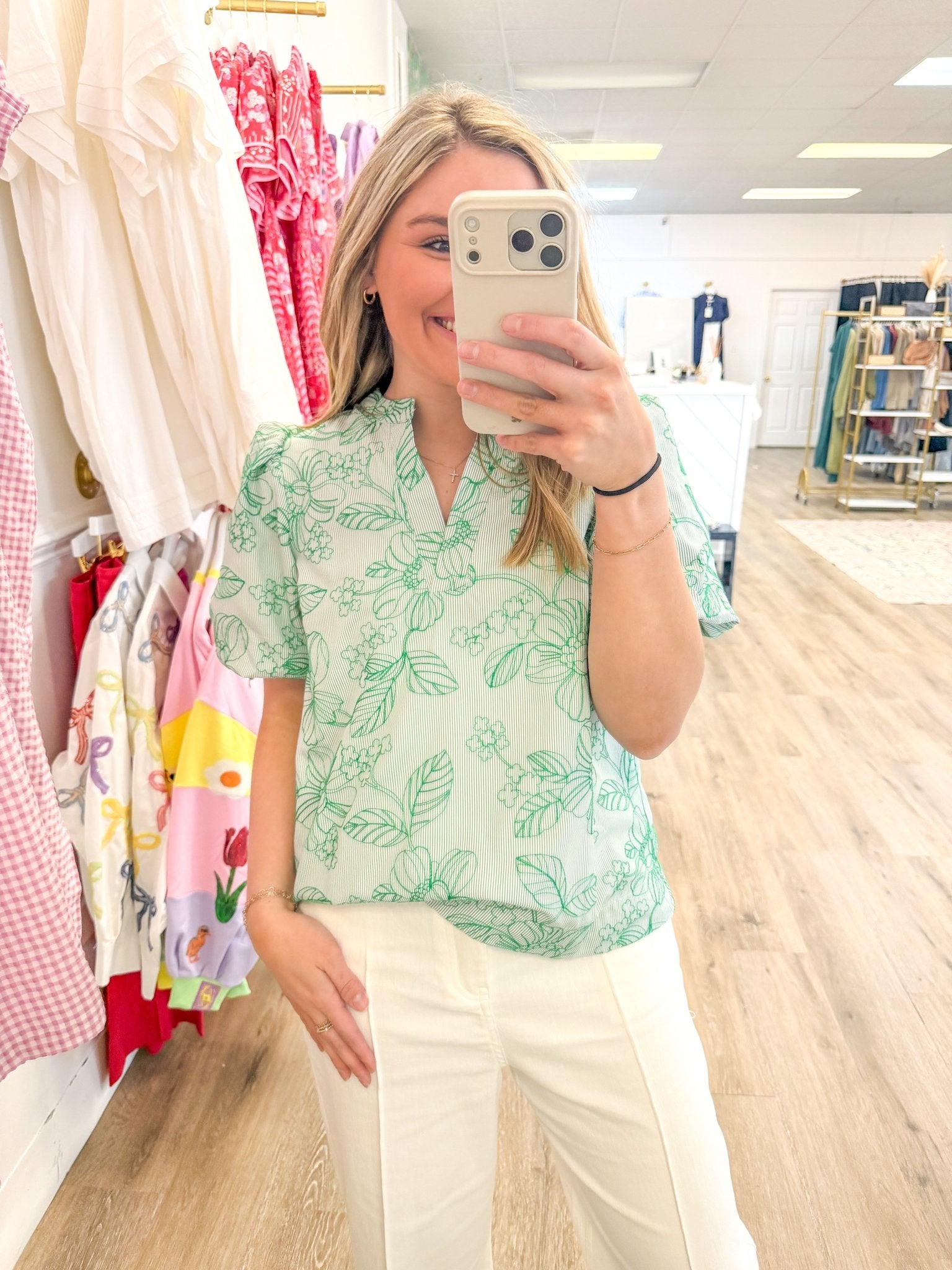 Getting Started Green Floral Top - Grayce's Boutique