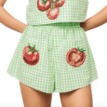 Green Gingham Tomato Pocket Short - Grayce's Boutique