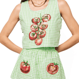 Green Gingham Tomato Pocket Short - Grayce's Boutique